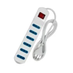 Alargador 6 Tomas 5 Metros Foyu Con Switch Blanco