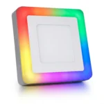 Panel Led Borde RGB Cuadrado Sobrepuesto Control Remoto Luz Fría 12W+6W - Imagen 2