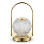 Lampara de Velador LED Tipo Esfera Cristal Recargable 3 Intensidades Touch
