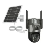 Cámara Seguridad de Exteriores Solar Con Doble Lente Con Alarma App V380 Color Negro - Imagen 3