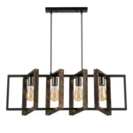 Lampara Colgante Metal Retro Regtangular 4 Amp. E27 (No Incluye Ampolletas)