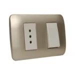 Interruptor 9/12+Enchufe 2P+T 10A 250V Titanio Claro
