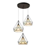 Lámpara Retro Geométrico Triple Diamante Pantalla de Cubierta Blanca Sin Ampolletas