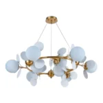 Lámpara Gold 9 Bolas Vidrio Blanco/Colores Amp G-9 X9